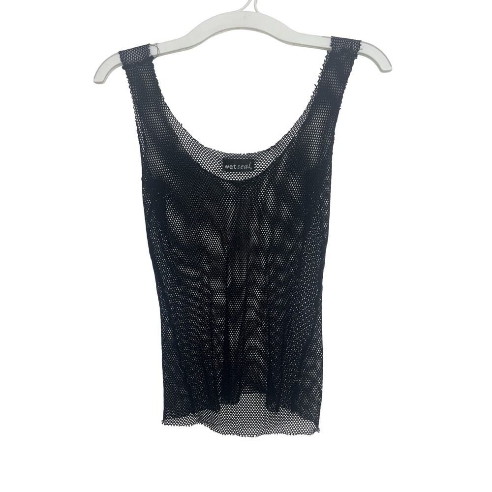 Y2K Wet Seal Fishnet Mesh Tank Clubwear Goth Emo Going Out Top S Grunge